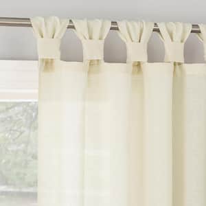 Hathaway Twist Tab Ivory Polyester 40 in. W x 63 in. L Tab Top Light Filtering Curtain (Single Panel)