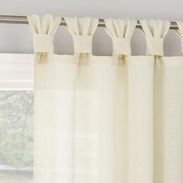 No. 918 Hathaway Twist Tab Ivory Polyester 40 in. W x 96 in. L Tab Top Light Filtering Curtain (Single Panel)