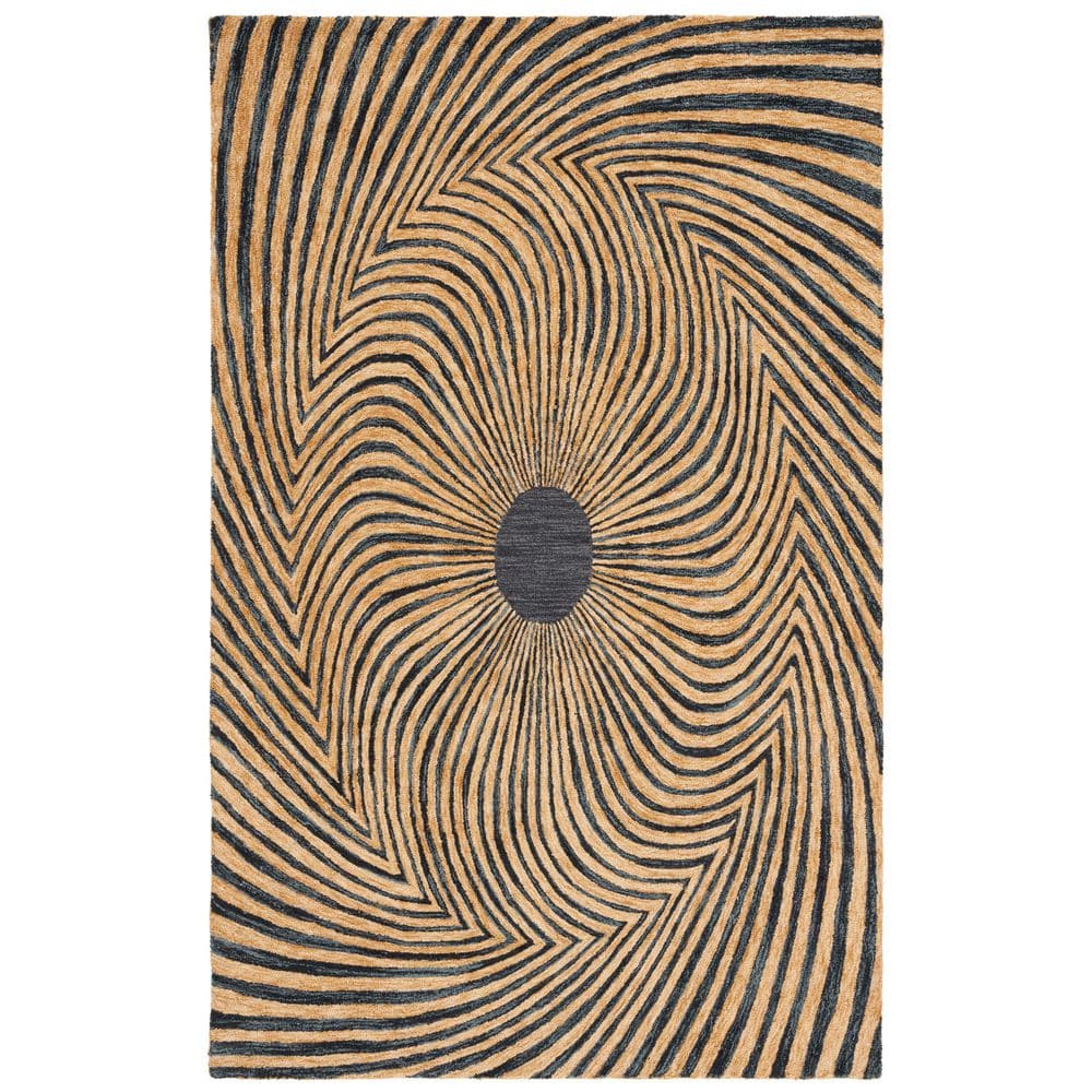 Metro Black/Gold 6 ft. x 9 ft. Geometric Striped Swirl Area Rug price history on PriceWatchPro