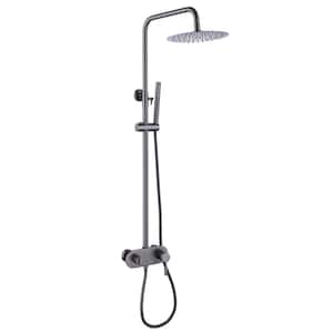 Single Handle 1-Spray Tub and Shower Faucet 1.8 GPM Exposed Wall Mount Shower System in Gun Grey Brass Valve Included