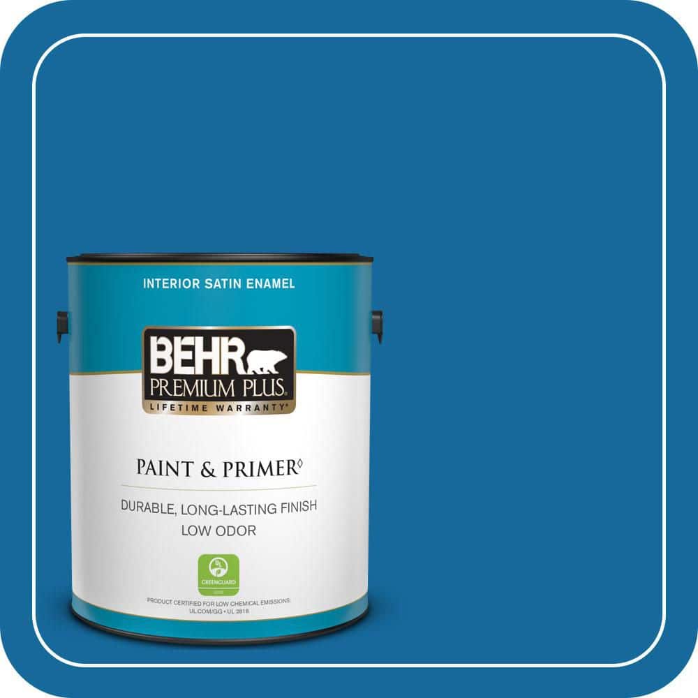 BEHR PREMIUM PLUS 1 gal. #P500-7 Cosmic Cobalt Satin Enamel Low
