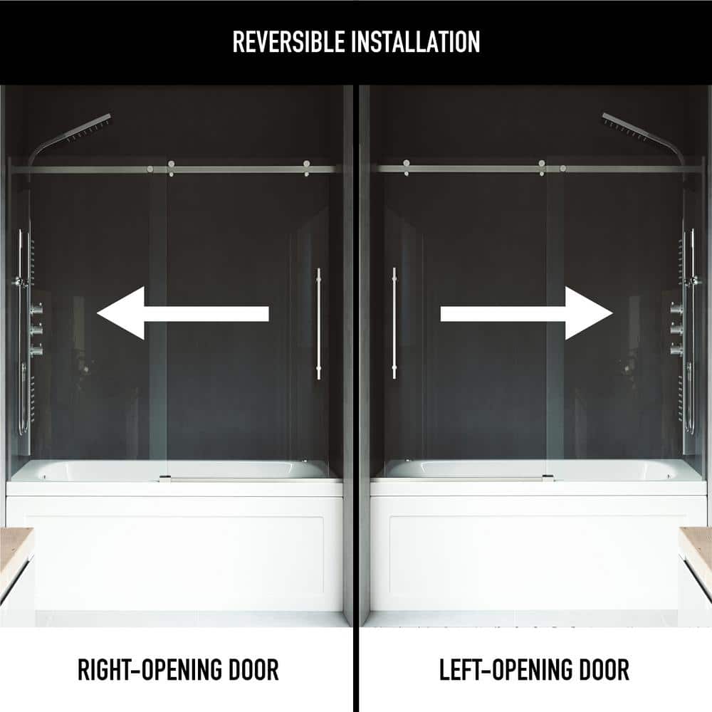 Luca 60" Frameless Sliding Tub Door with Clear Glass