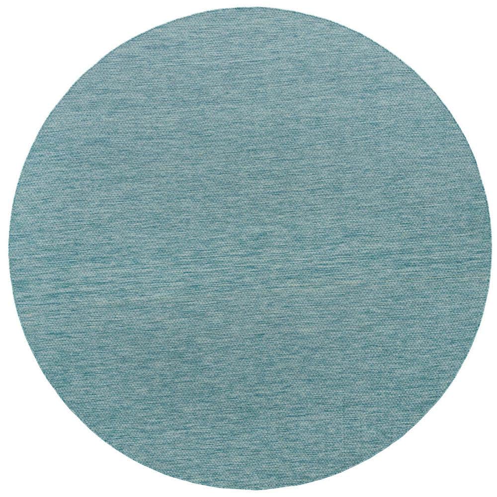 Unique Loom Outdoor Solid Blue 11 ft. Round Indoor/Outdoor Area Rug