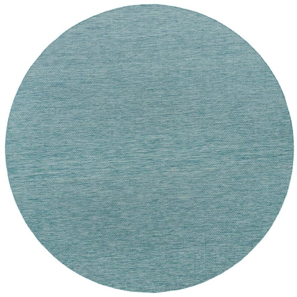 Outdoor Solid Blue 11 ft. Round Indoor/Outdoor Area Rug