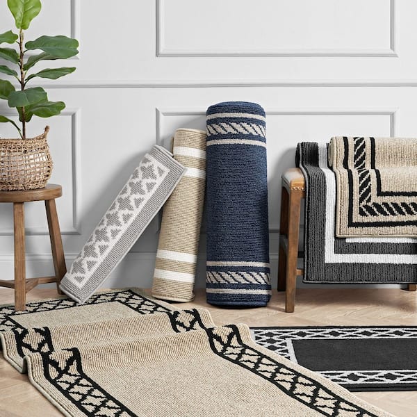 Nautica Washable Skid Resistant Denim Twist/Light Grey 2.2 ft. x 4