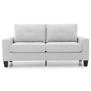 Newbury 71 in. W Flared Arm Faux Leather Straight Sofa in White