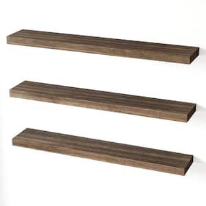 35.4 in. W x 5.9 in. D Carbonized Black Wooden Floating Shelves Invisible Brackets, Decorative Wall Shelf (3 Pack)