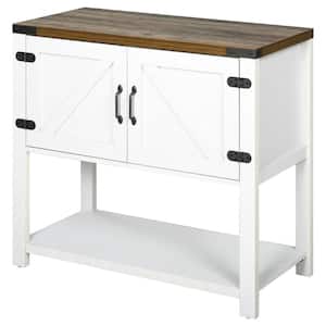 White Freestanding Storage Buffet Sideboard with 2-Doors and 3-Shelves
