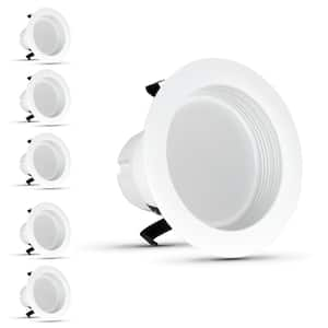 4 in. Integrated LED White Retrofit Recessed Light Baffle Trim Dimmable CEC Title 24 Downlight Soft White 2700K (6-Pack)