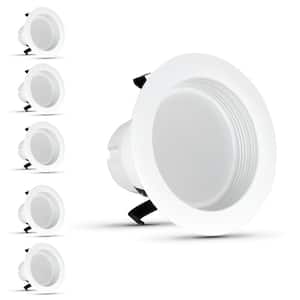 4 in. 650 Lumens 2700K Soft White Dimmable Integrated LED Retrofit Recessed Light Baffle Trim, White 6-Pack