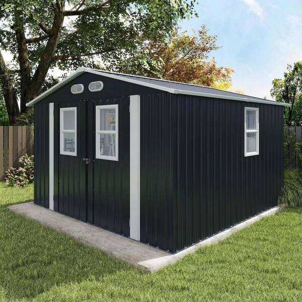 8 ft. W x 8 ft. D Dark Gray Metal Outdoor Storage Shed with