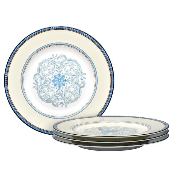 Menorca Palace 8.25 in. (Blue/Yellow) Bone China Salad Plates, (Set of 4)