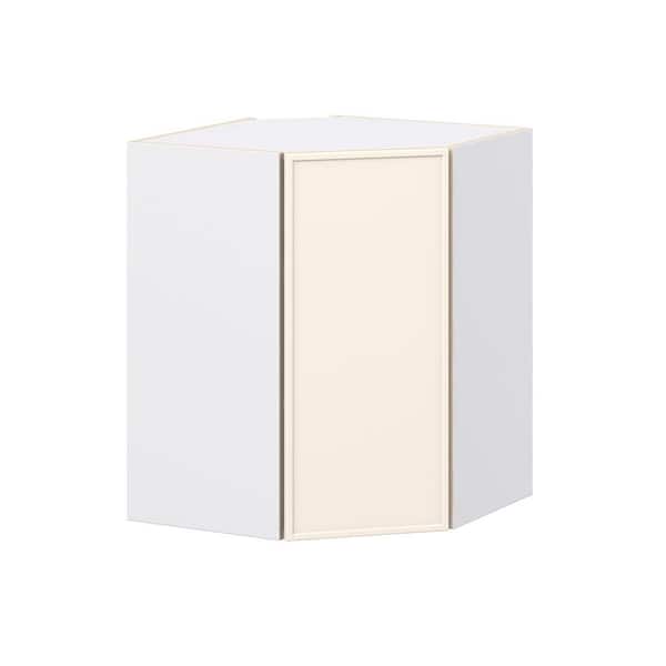 J COLLECTION Fairview 24 in. W x 14 in. D x 30 in. H Assembled Slim Shaker Diagonal Corner Kitchen Cabinet in Washed Linen