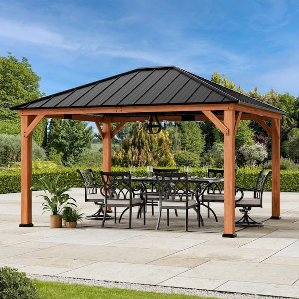 COVERED OUTDOOR OUTDOOR LIVING SPACES Ultra Series Wood Gazebo 12 ft. x ...