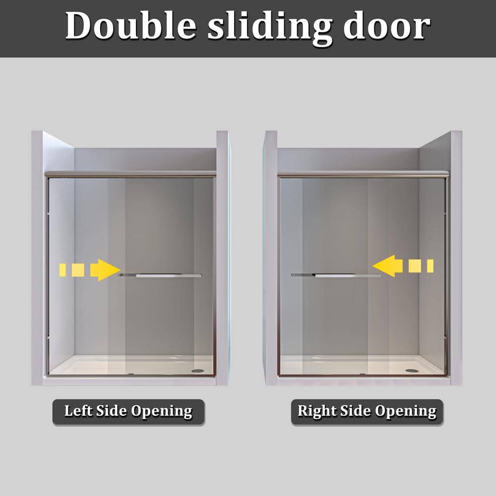 Chrome Double-Sliding Shower Door with Clear Glass Panels