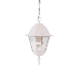 Builder's Choice Collection 1-Light Textured White Outdoor Hanging-Mount Lantern