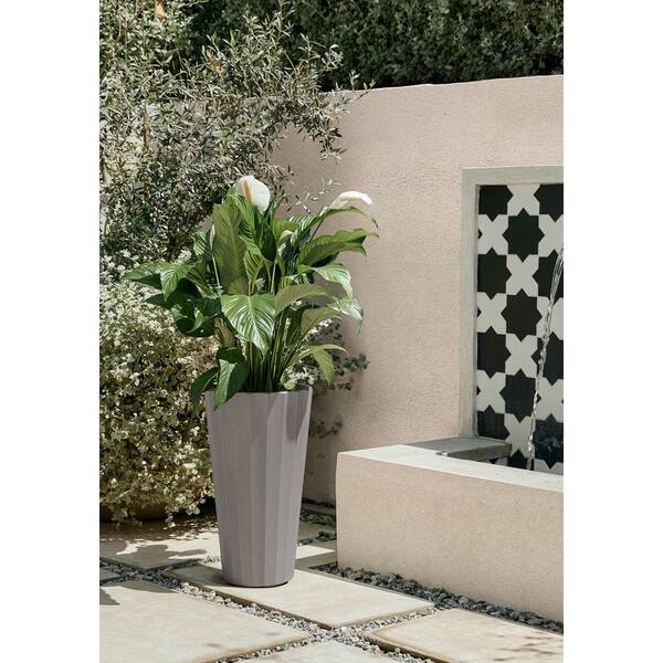 Veradek Column 26 in. Round Gray Plastic Tall Planter (2 Pack