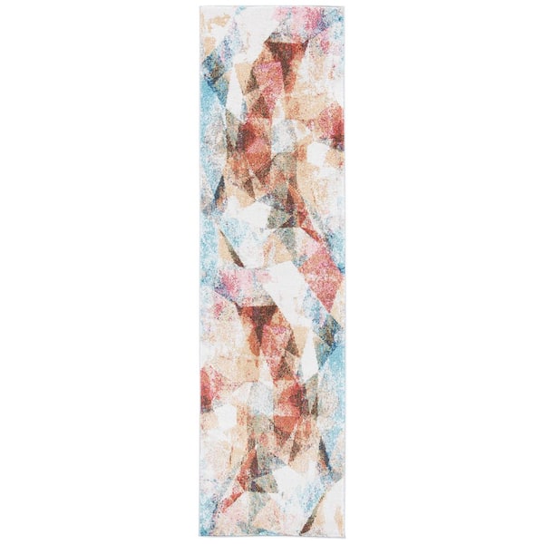 Phoenix 2 ft. x 10 ft. Ivory/Terracotta Gradient Abstract Geometric Runner Rug