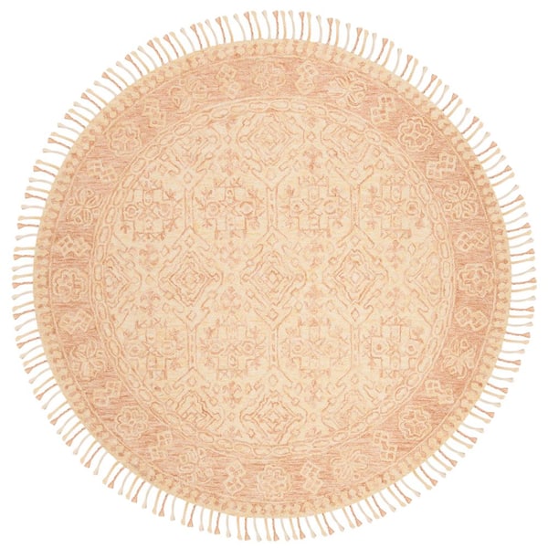 SAFAVIEH Aspen Ivory/Blush 7 ft. x 7 ft. Round Border Area Rug