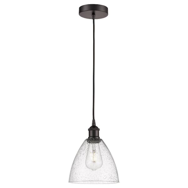 Innovations Edison Dome 60-Watt 1-Light Oil Rubbed Bronze Standard Mini Pendant Light with Seeded Glass Shade, No Bulbs Included