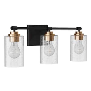 21.85 in. 3-Light Bathroom Vanity Light Modern Wall lamp Over Mirror with Seeded Glass Shades