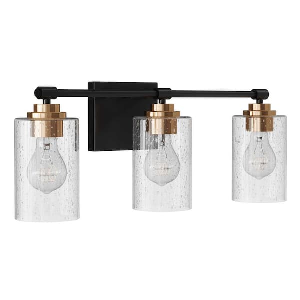 aiwen 21.85 in. 3-Light Bathroom Vanity Light Modern Wall lamp Over Mirror with Seeded Glass Shades