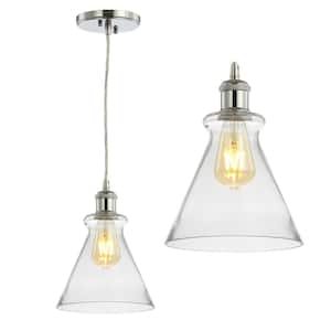 Goldwater 7.5 in. 1-Light Chrome Adjustable Drop Metal/Glass LED Pendant