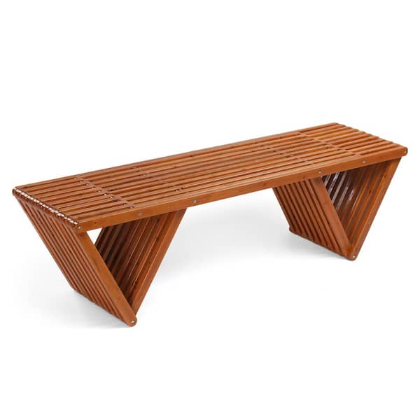Karl home 63 in. Fir Wood Outdoor Ottoman Wooden Bench Triangle