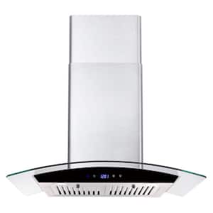 30 in. Ducted 700 CFM Wall Mounted Range Hood Tempered Glass Touch Panel Control Vented LEDs in Black