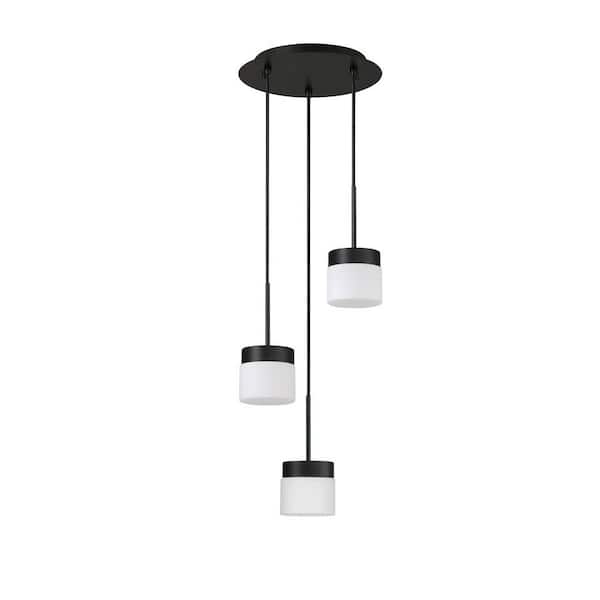 Kendal Lighting NUON 3-Light Black Drum Pendant Light