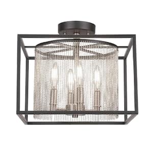 Autumn 13.25 in. 4-Light Semi-Flush Mount with No Glass Shade and No Bulbs Included