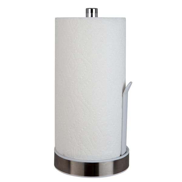 White Marble Upright Paper Towel Holder with Metal Pole in Chrome Finish -  Evco Trading Co., Ltd.