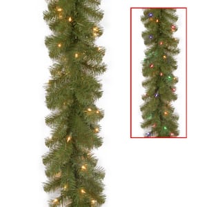 9 ft. North Valley(R) Spruce Garland with Battery Operated Dual Color LED Lights