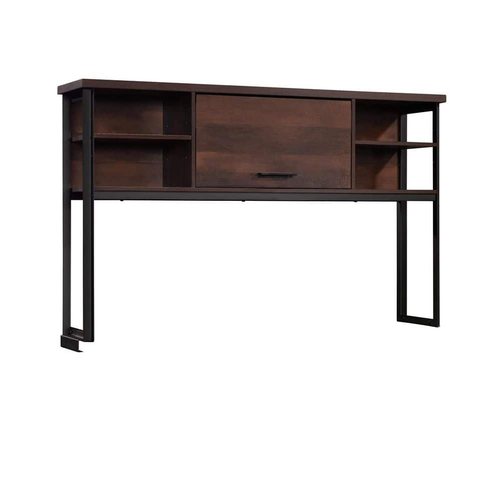 Sauder Briarbrook Computer Desk with Hutch Barrel Oak: Laminated Workstation, Metal Hardware, Open Storage Shelf