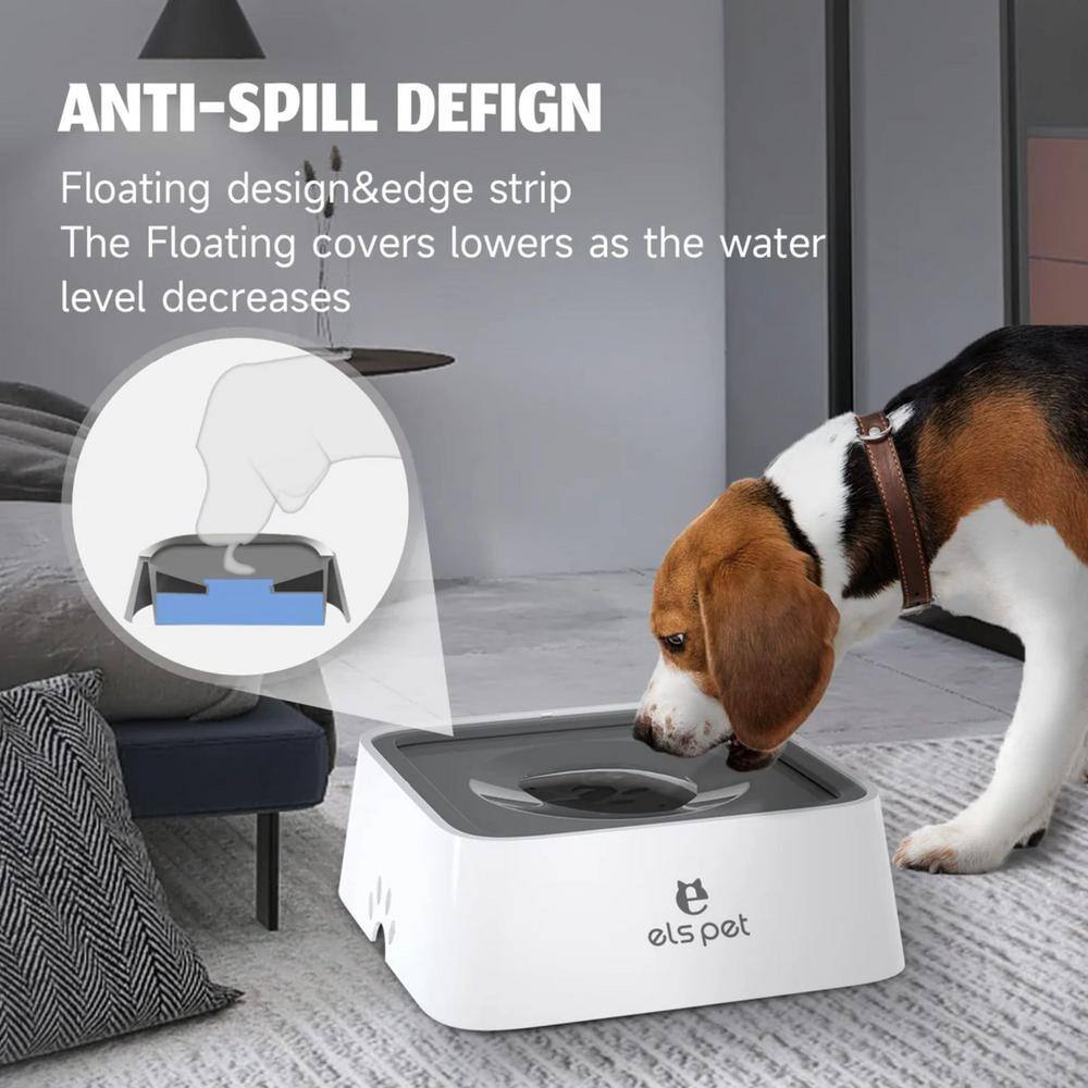Els Pet 2L White and Gray Floating Dog Bowl