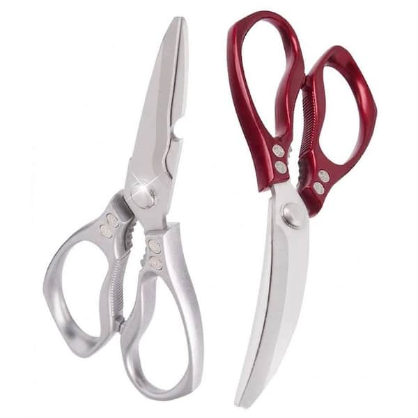 Heavy Duty Stainless Steel Kitchen Shears Set with Serrated Blades and Anti-Grip Handles 2-Pack