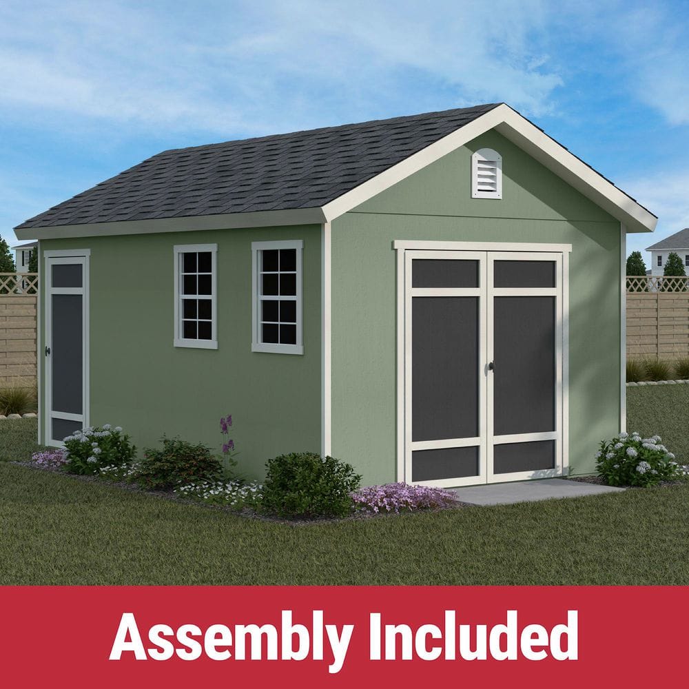 Pro Assembled Fairfax 10 ft. x 16 ft. Wood Garden Shed Storage with Floor and Windows - Black Shingles (160 sq. ft.) price history on PriceWatchPro
