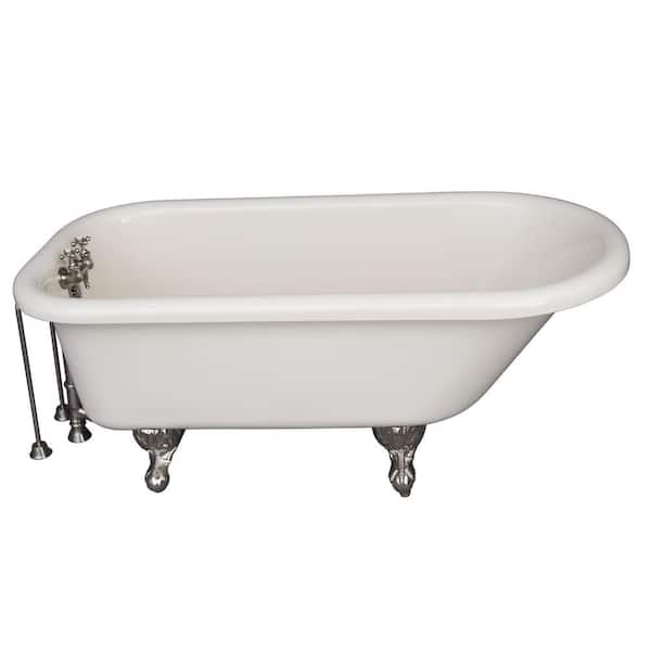 Barclay Products 5 ft. Acrylic Ball and Claw Feet Roll Top Tub in Bisque with Brushed Nickel Accessories