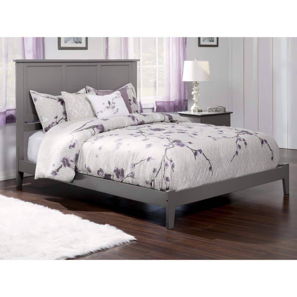 Madison Queen Size Grey Upholstered Wood Frame Bed with Drawers