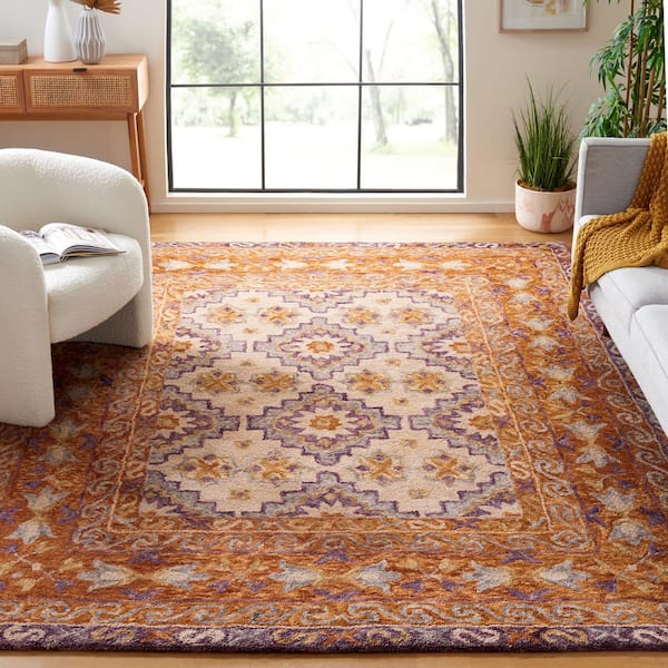 Aspen 7 ft. x 7 ft. Brown/Purple Geometric Medallion Square Area Rug