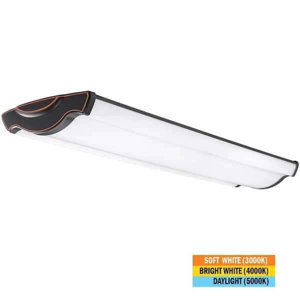 Commercial Electric 4 ft. Oil Rubbed Bronze Decorative End Caps LED Flush Mount Ceiling Light 3600 Lumens 40W Adjustable CCT Kitchen Light