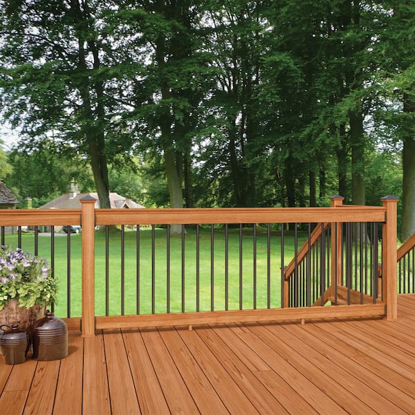 Western Red Cedar Stair 6 ft. Railing Kit with Black Aluminum Balusters