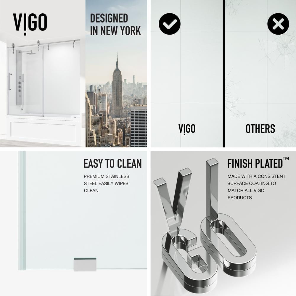 Hamilton 60" Chrome Frameless Sliding Tub Door with Clear Glass
