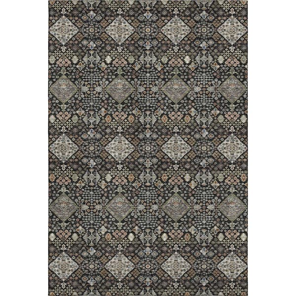 Mayfield Premium Machine Washable Abstract AMF2478 Black 3 ft. x 5 ft. Area Rug
