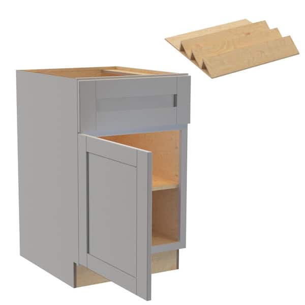 Home Decorators Collection Washington 21 in. W x 24 in. D x 34.5 in. H Veiled Gray Plywood Shaker Assembled Base Kitchen Cabinet Left SP Tray