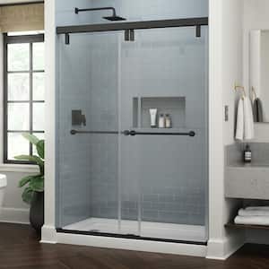 Lyndall Mod 50-1/8 to 58-1/2 in. W x 71-1/2 in. H Soft-Close Frameless Sliding Shower Door, Matte Black with Clear Glass
