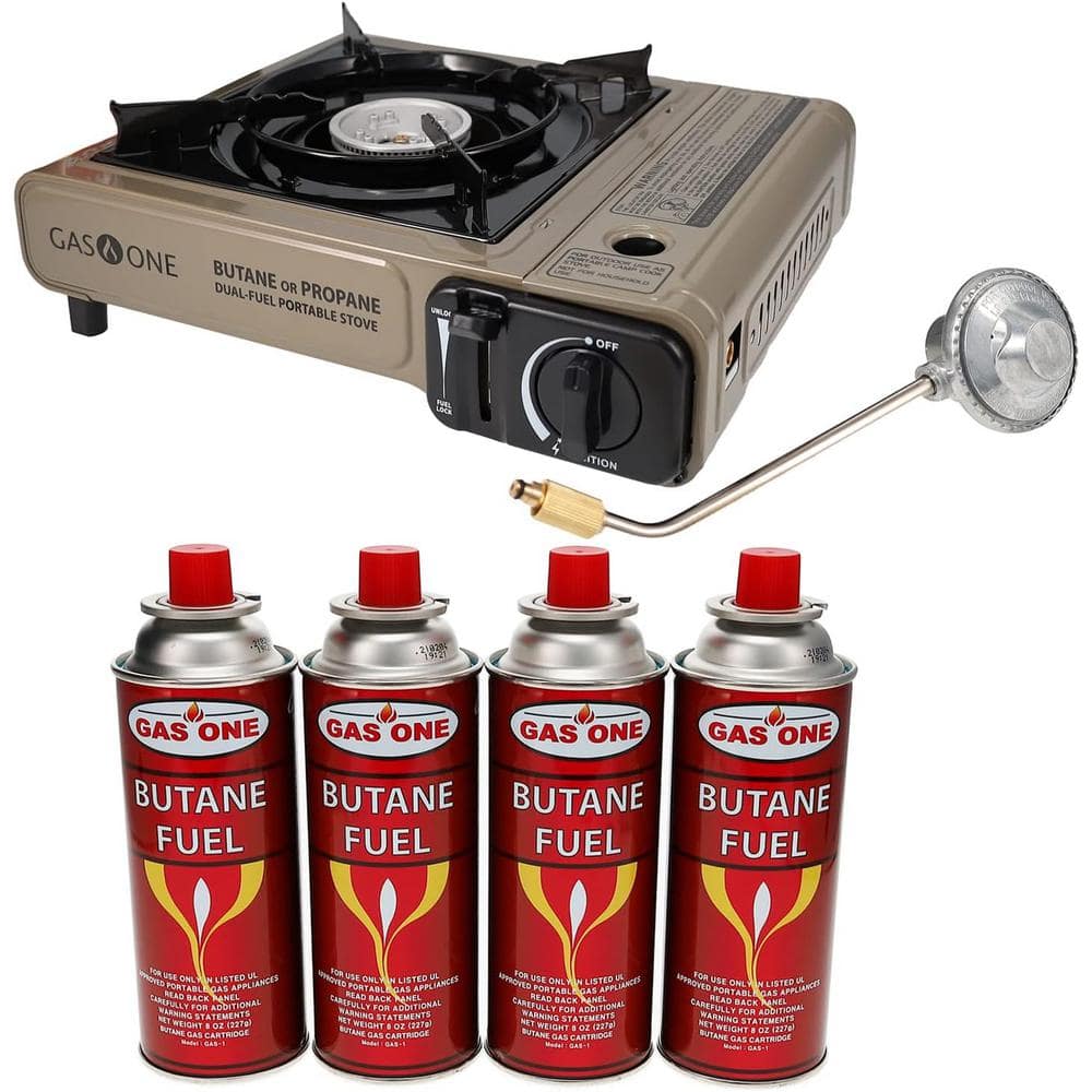 GASONE Duel Fuel Camp Stove and Butane Fuel (4-Piece Bundle)  GS-3400P+GAS1-4 - The Home Depot