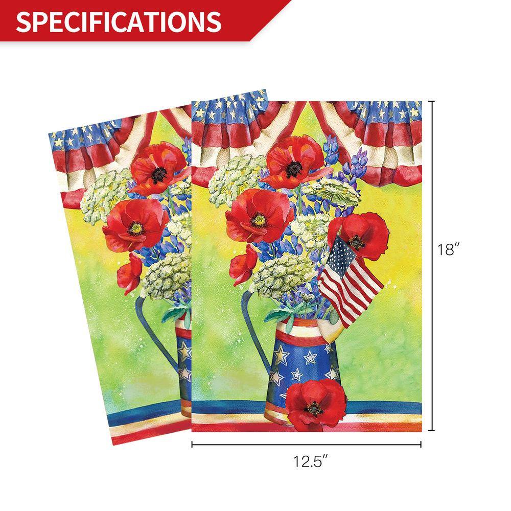 Patriotic Summer Floral Garden Flag with American Flag Design