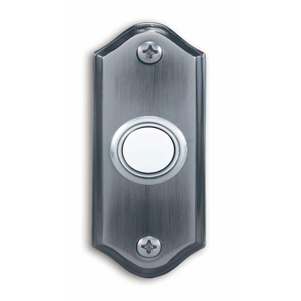Style Selections Wired Lighted Satin Nickel Doorbell Button at