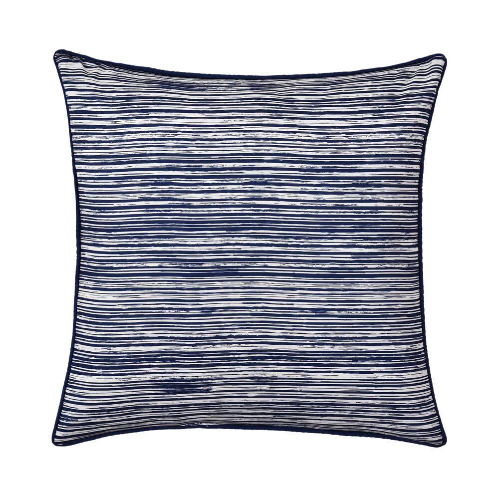 Dalton Navy Polyester Stripe 20 Square Decorative Throw Pillow 20 In. L 